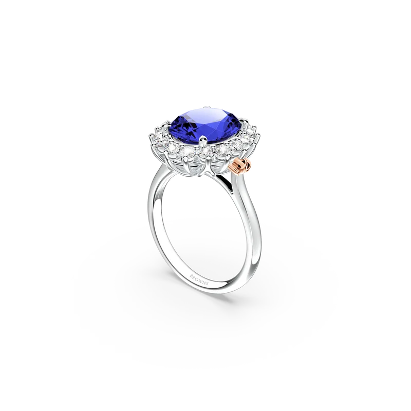 Royal Tanzanite and Diamond Cluster Ring - Medium