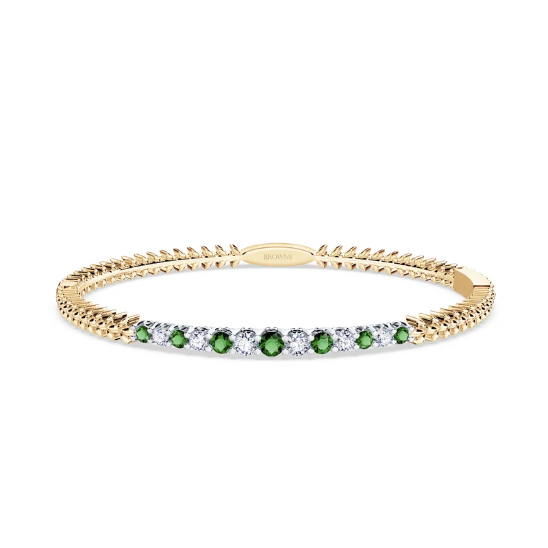 Emerald and Diamond Tennis Bangle - 50