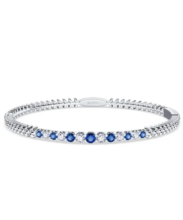 Blue Sapphire and Diamond Tennis Bangle - 50