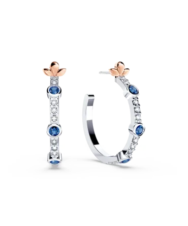 Blue Kashmir Sapphire and Diamond Bubble Hoop Earrings