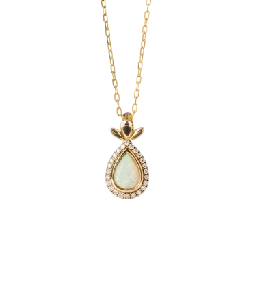Original Angel Opal and Diamond Halo Necklace
