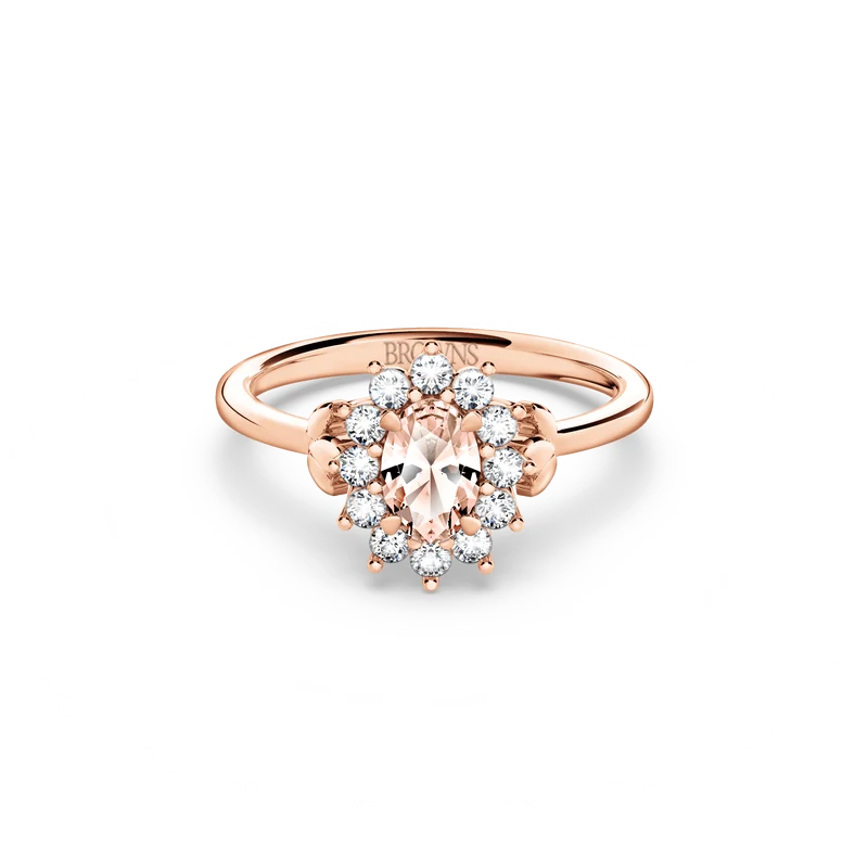 Protea Morganite and Diamond Cluster Ring